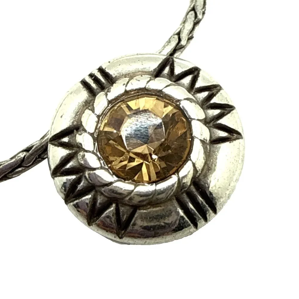 BRIGHTON FORTINO Reversible Pendant Necklace Citrine Clear Crystals 16